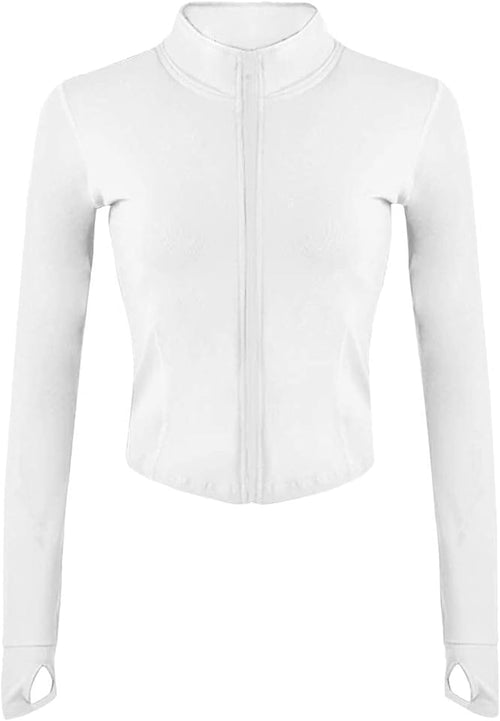 Women’S Sports Running Jacket Slim Fit Stretchy Full Zip Athletic Workout Lightweight Jacket with Thumb Holes